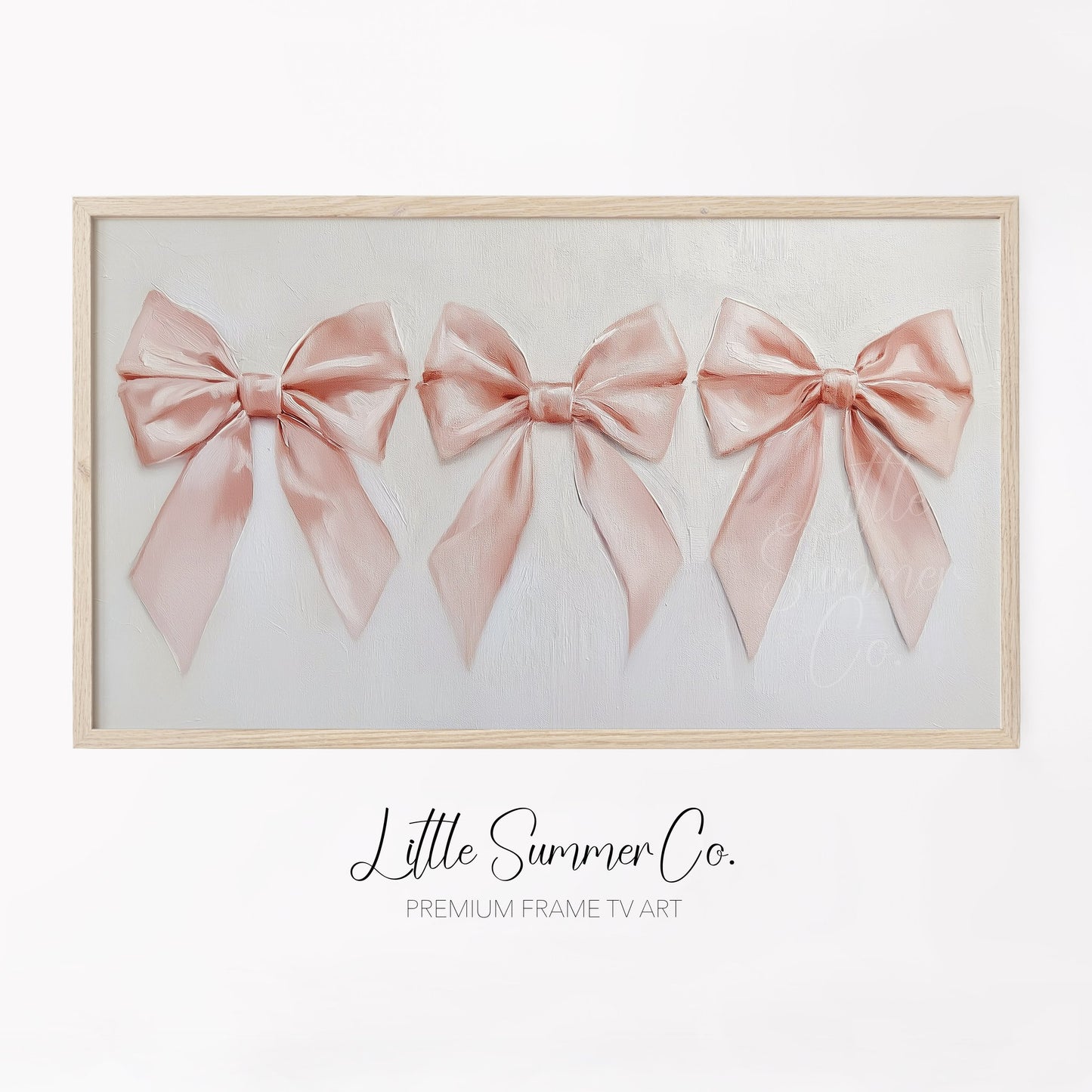 Pink Ribbon Bows Frame TV Art displayed on a TV