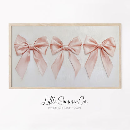 Pink Ribbon Bows Frame TV Art displayed on a TV
