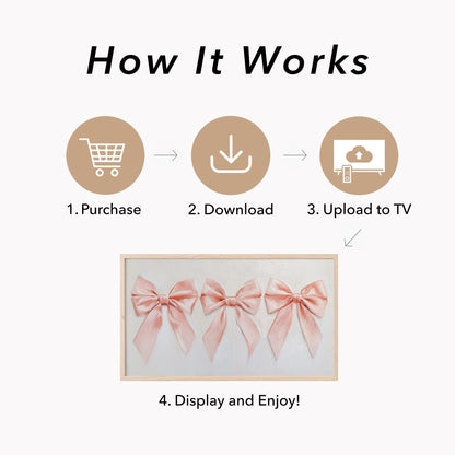 Pink Ribbon Bows Frame TV Art displayed on a TV