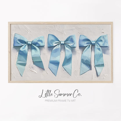 Blue Ribbon Bows Frame TV Art displayed on a TV
