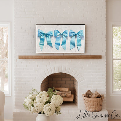 Blue Ribbon Bows Frame TV Art displayed on a TV