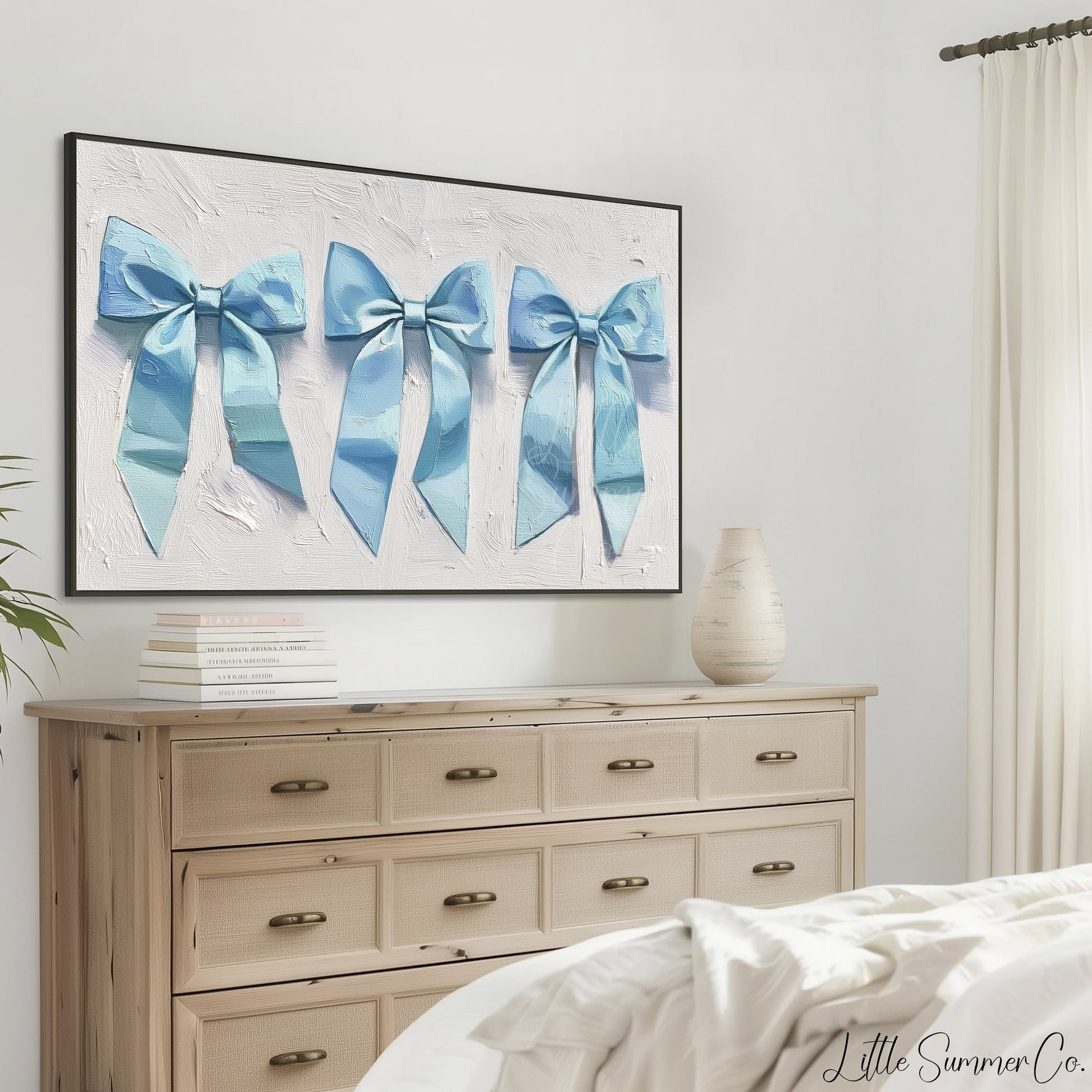 Blue Ribbon Bows Frame TV Art displayed on a TV