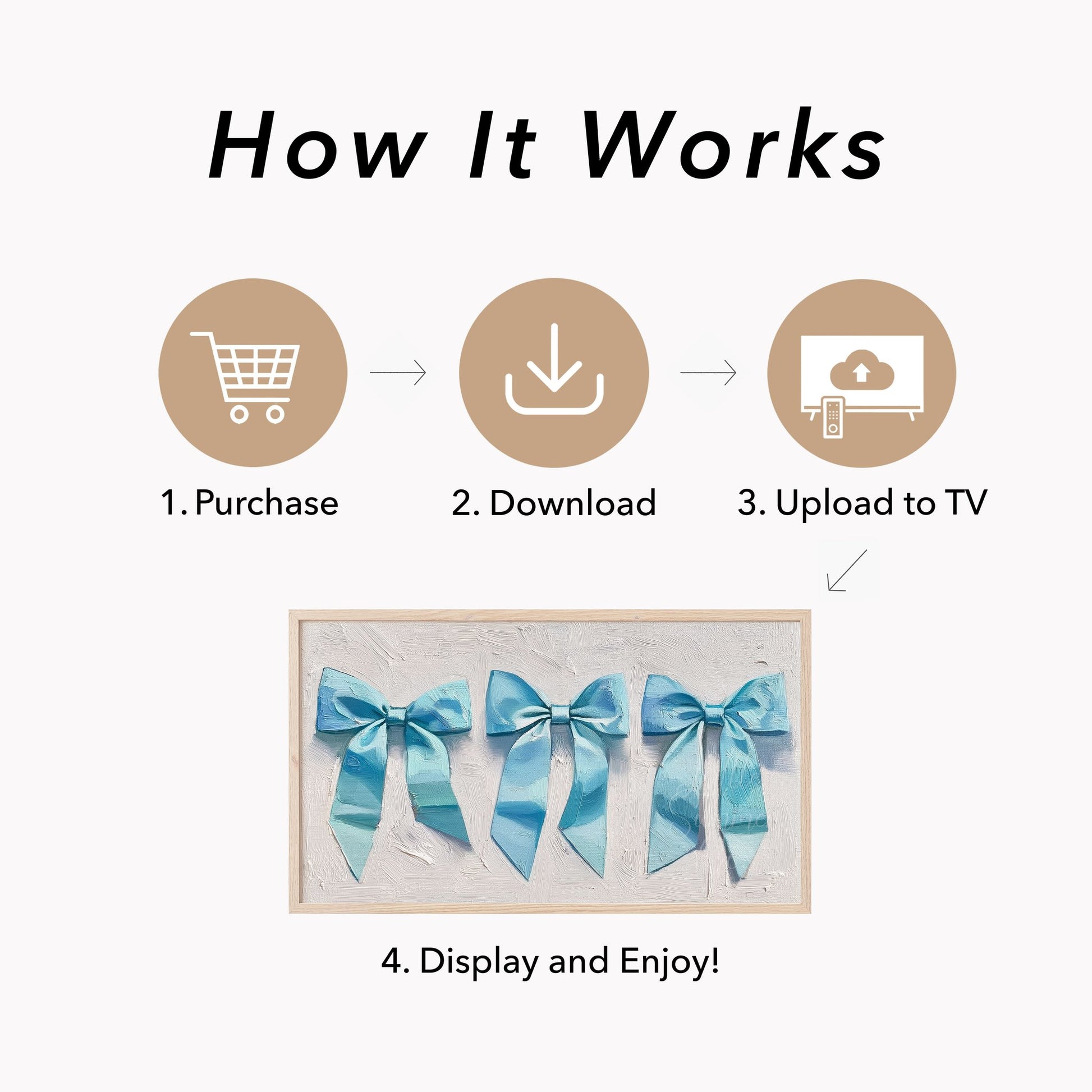 Blue Ribbon Bows Frame TV Art displayed on a TV