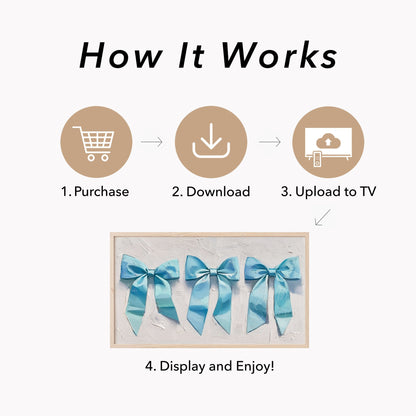 Blue Ribbon Bows Frame TV Art displayed on a TV