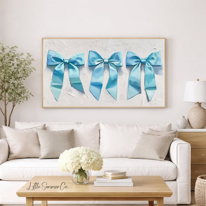 Blue Ribbon Bows Frame TV Art displayed on a TV