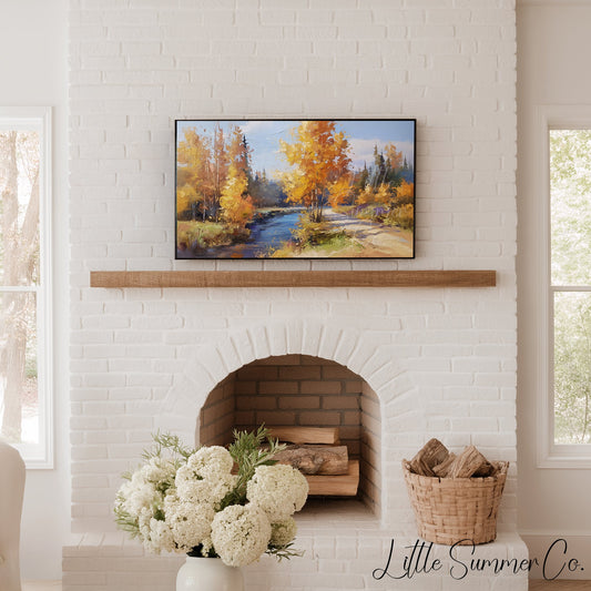 River Path Frame TV Art displayed on a TV