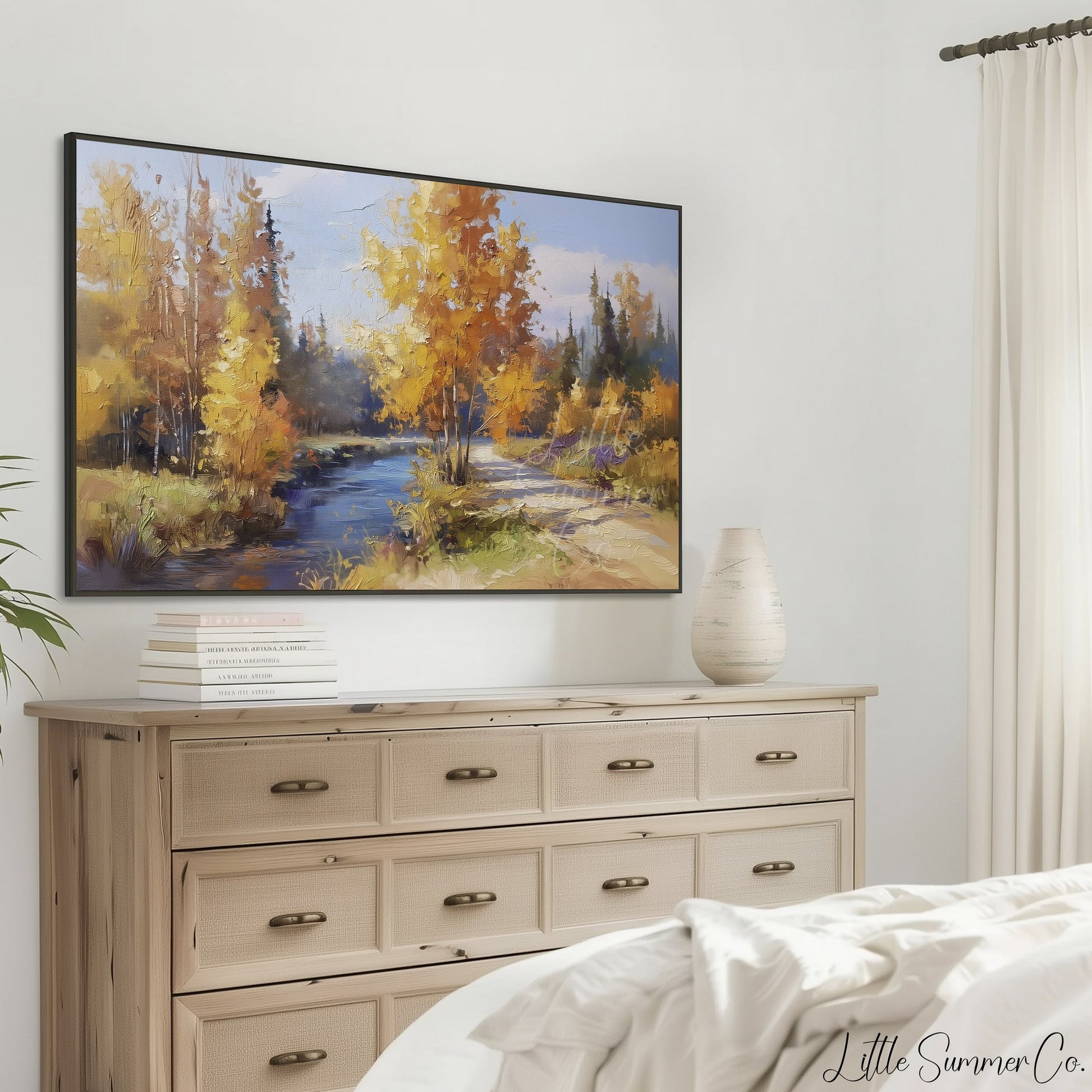 River Path Frame TV Art displayed on a TV