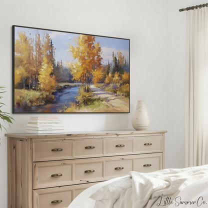 River Path Frame TV Art displayed on a TV