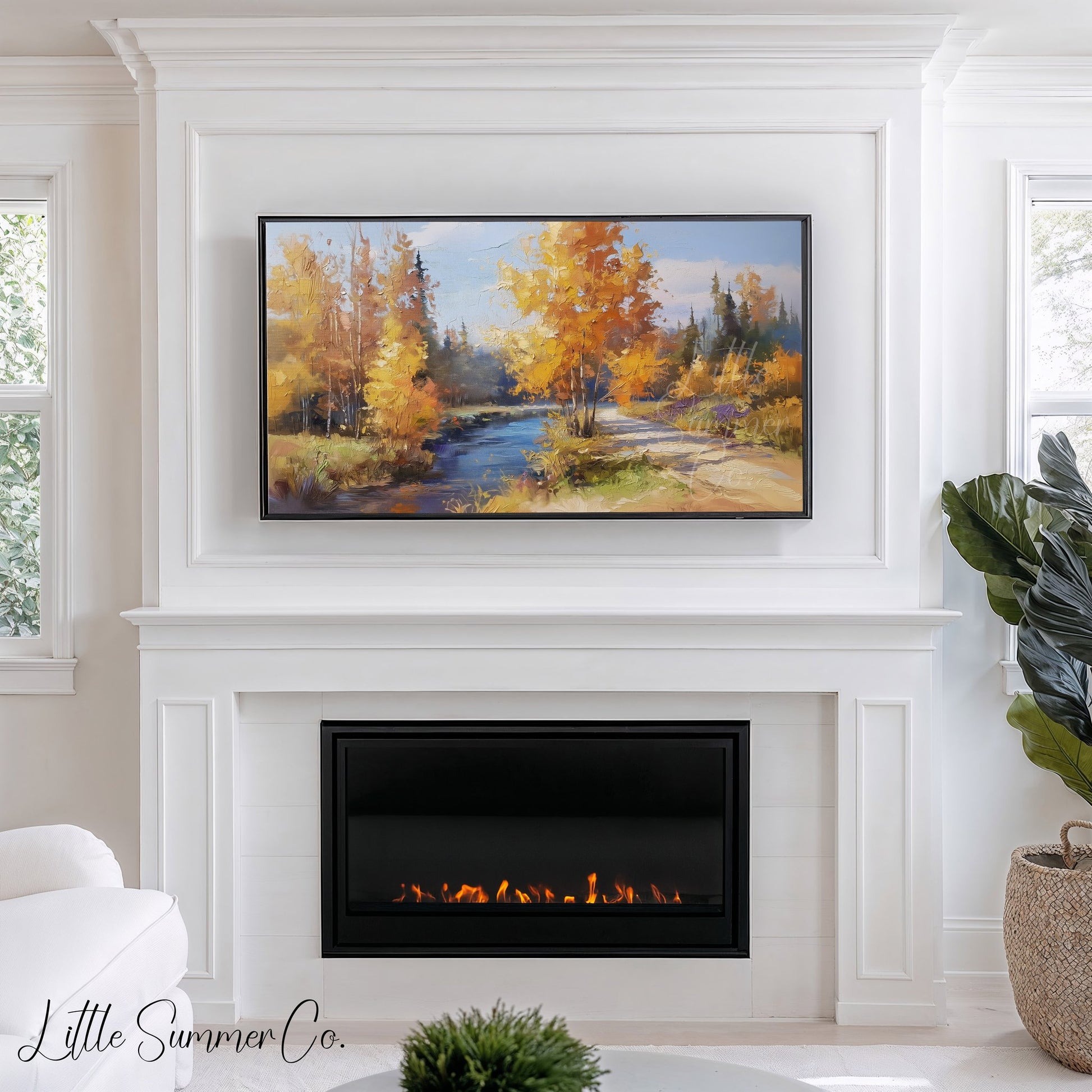 River Path Frame TV Art displayed on a TV