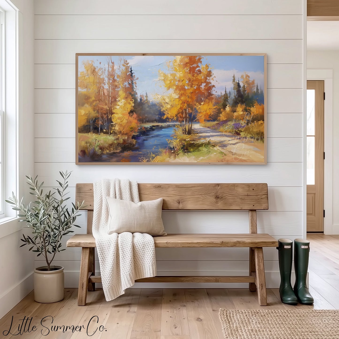 River Path Frame TV Art displayed on a TV