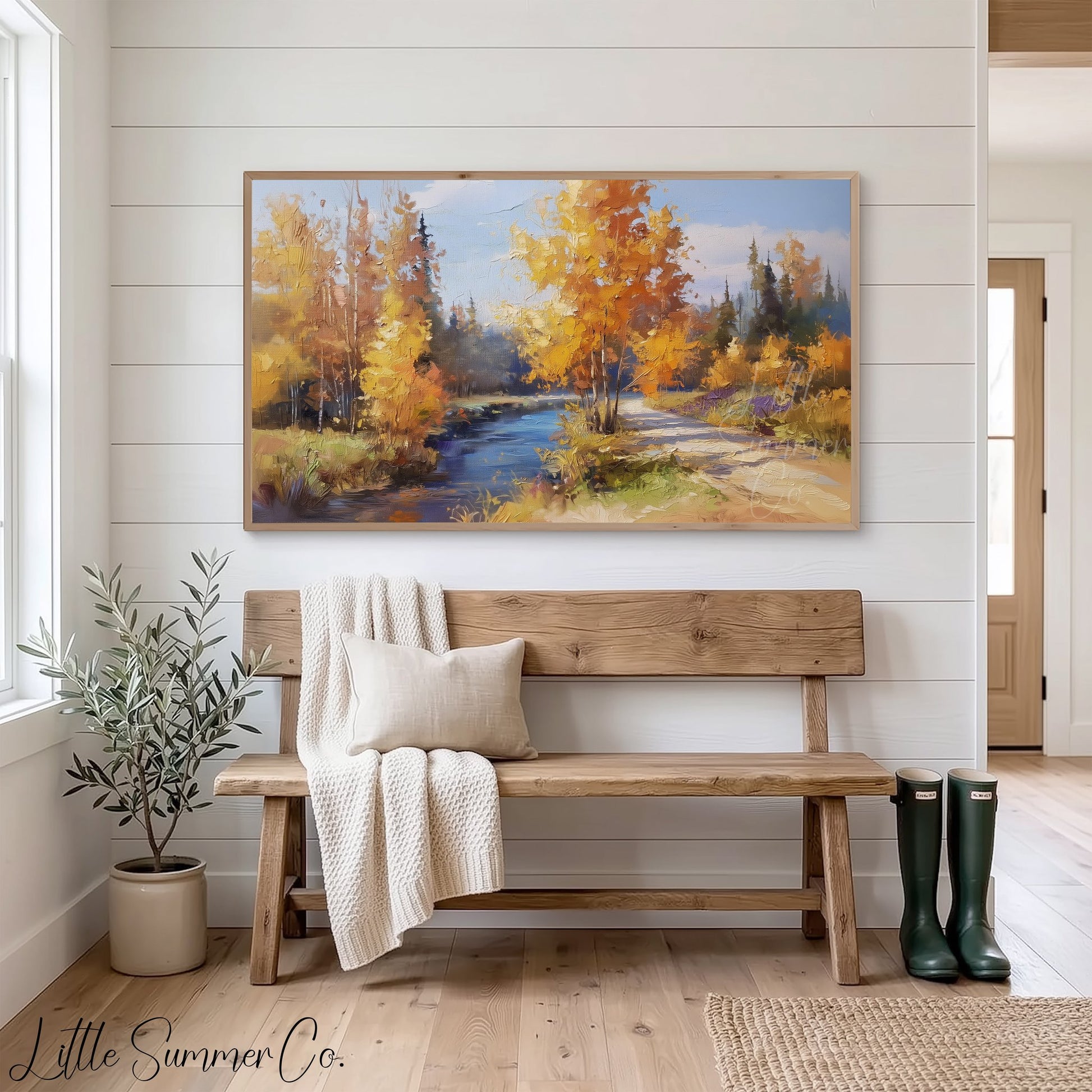 River Path Frame TV Art displayed on a TV