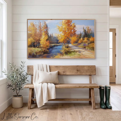 River Path Frame TV Art displayed on a TV