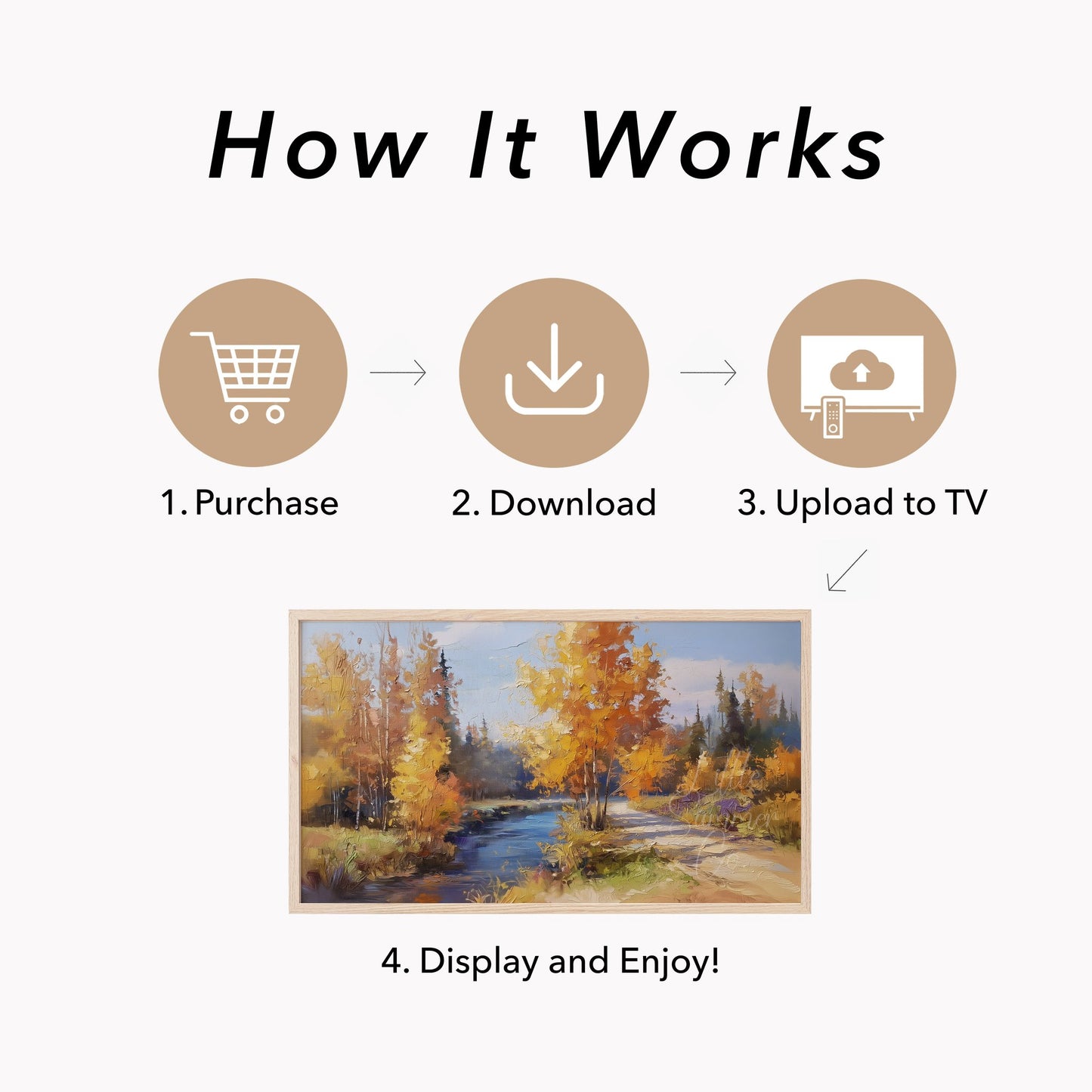River Path Frame TV Art displayed on a TV
