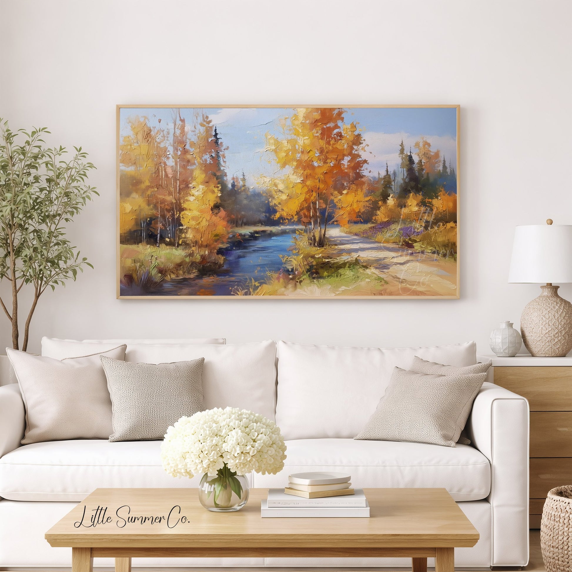 River Path Frame TV Art displayed on a TV