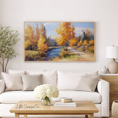 River Path Frame TV Art displayed on a TV