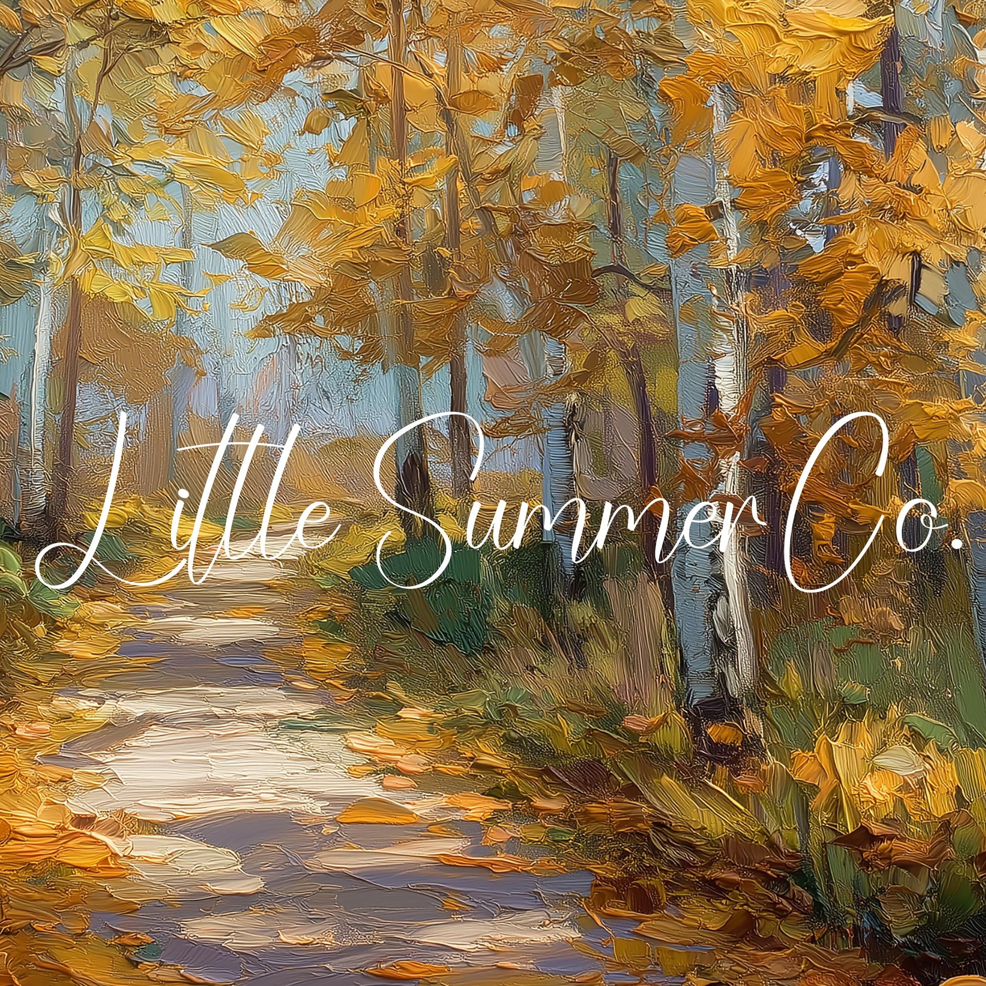 Golden Birch Forest Path Frame TV Art displayed on a TV