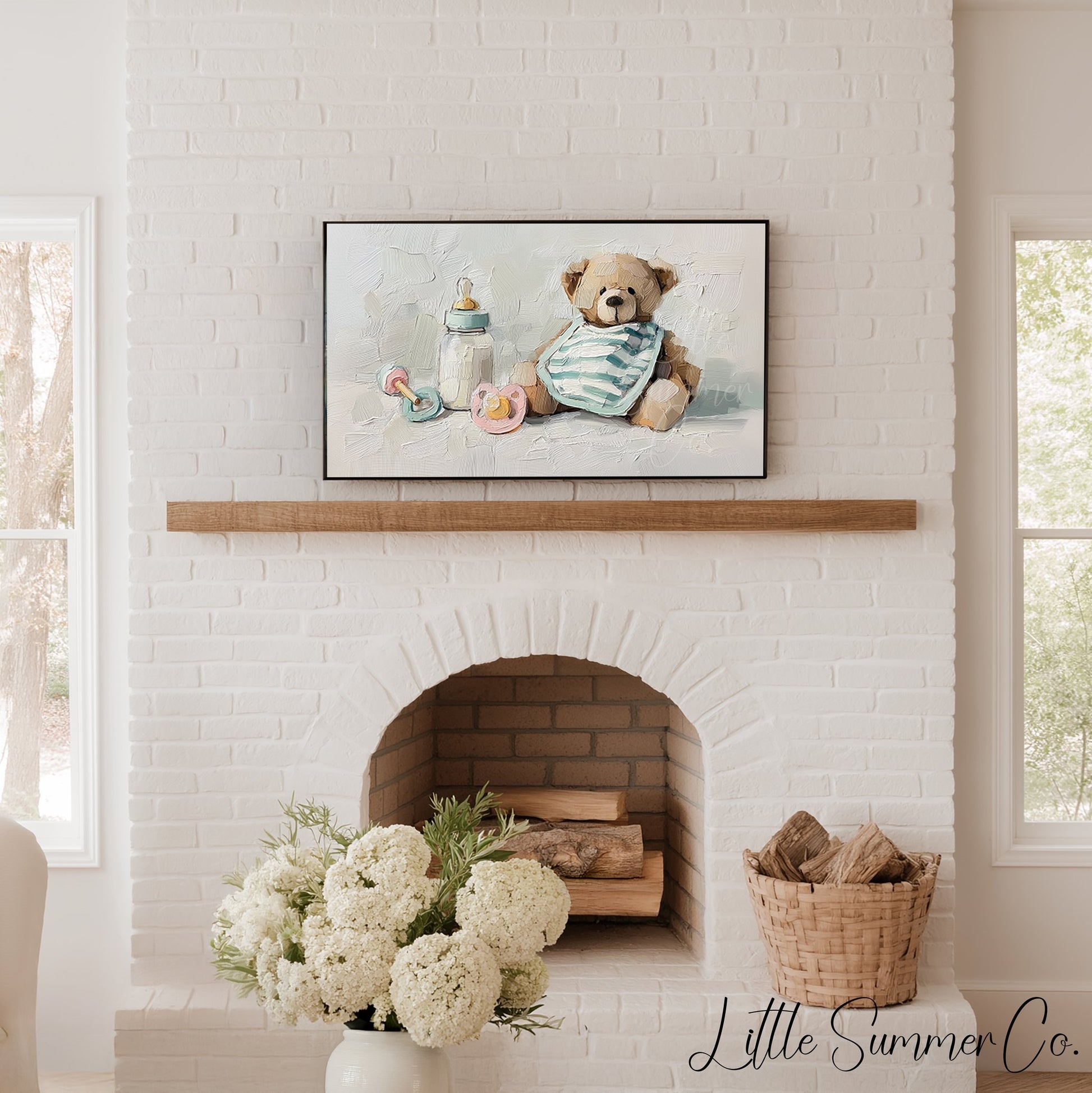 Baby Teddy Bear Frame TV Art displayed on a TV