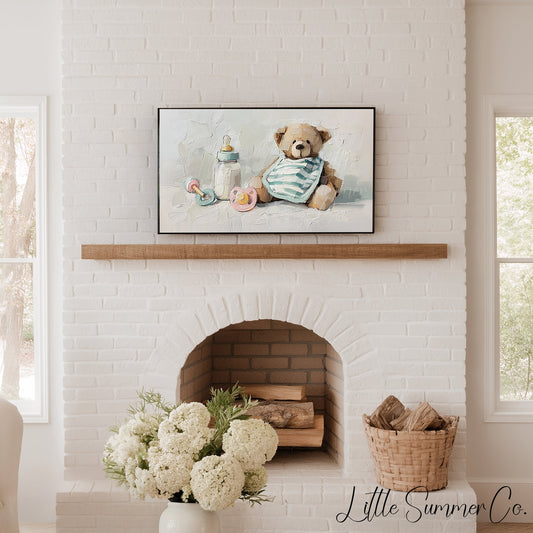 Baby Teddy Bear Frame TV Art displayed on a TV