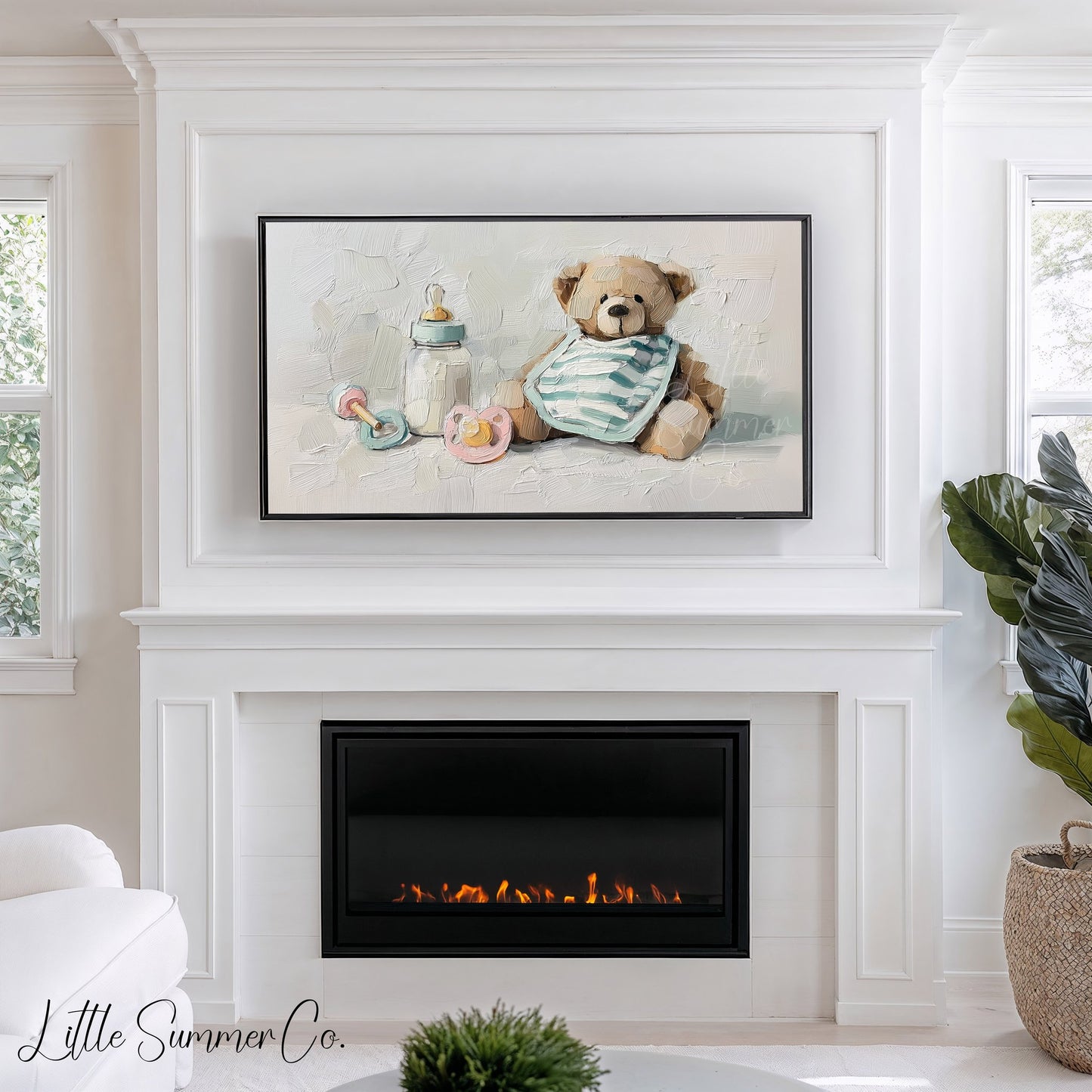 Baby Teddy Bear Frame TV Art displayed on a TV