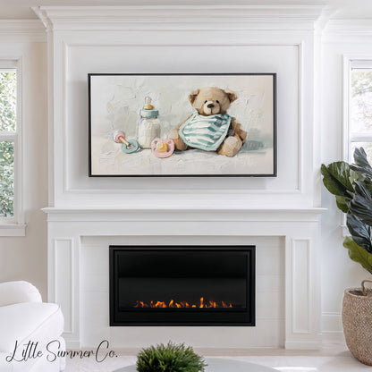 Baby Teddy Bear Frame TV Art displayed on a TV