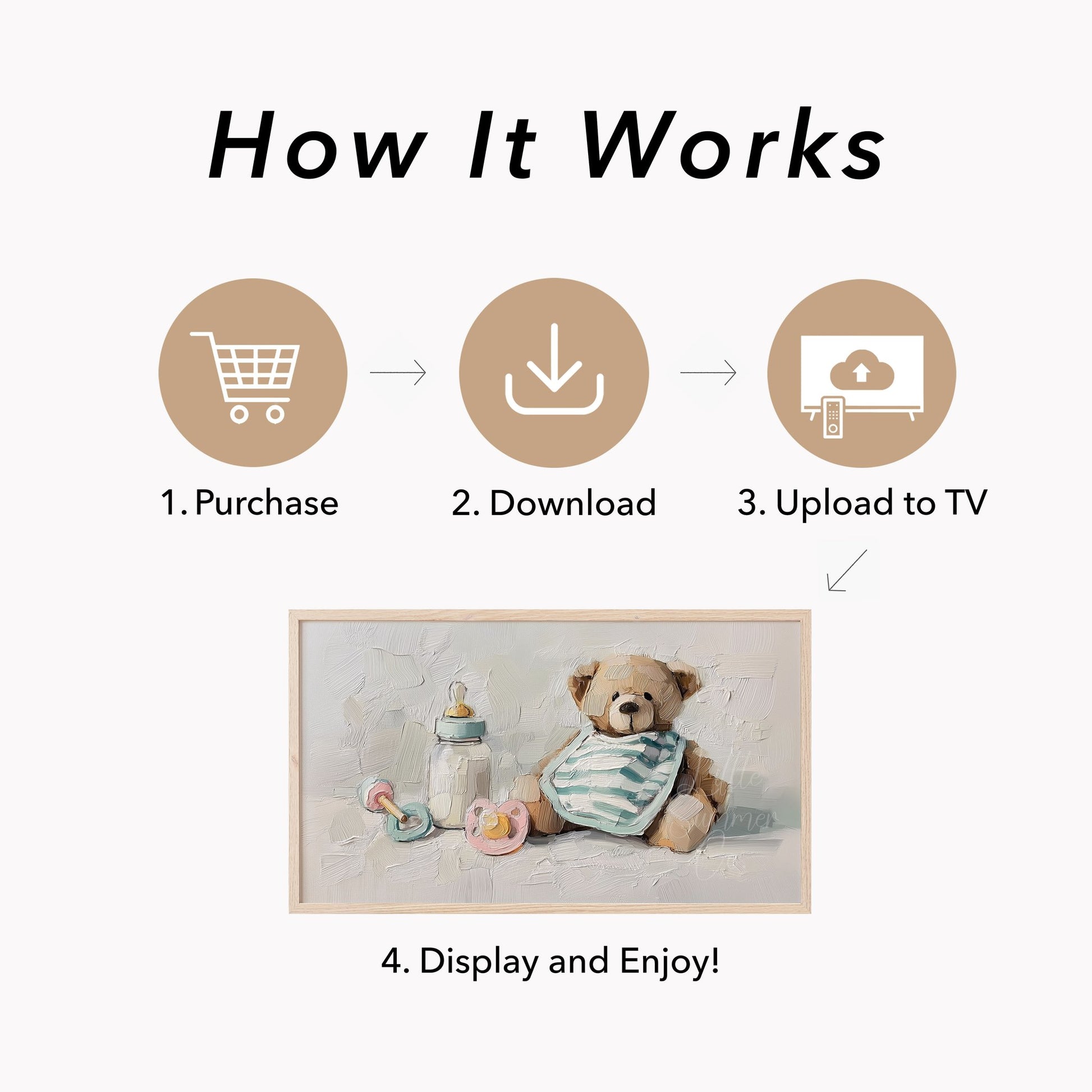 Baby Teddy Bear Frame TV Art displayed on a TV