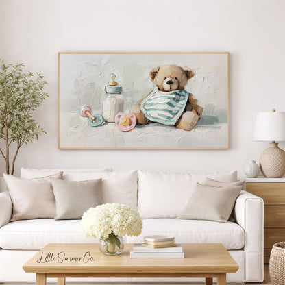 Baby Teddy Bear Frame TV Art displayed on a TV
