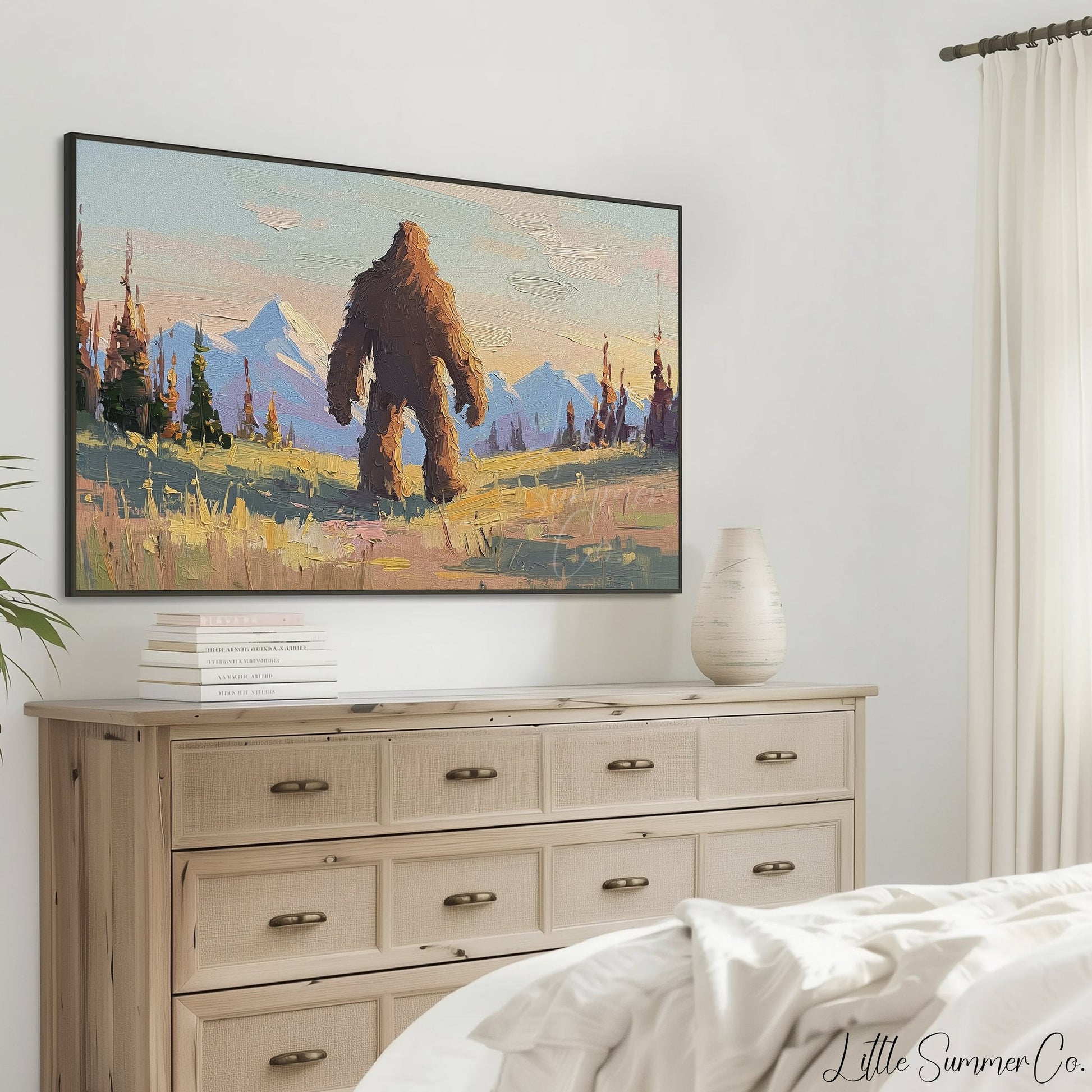 Mountain Bigfoot Frame TV Art displayed on a TV