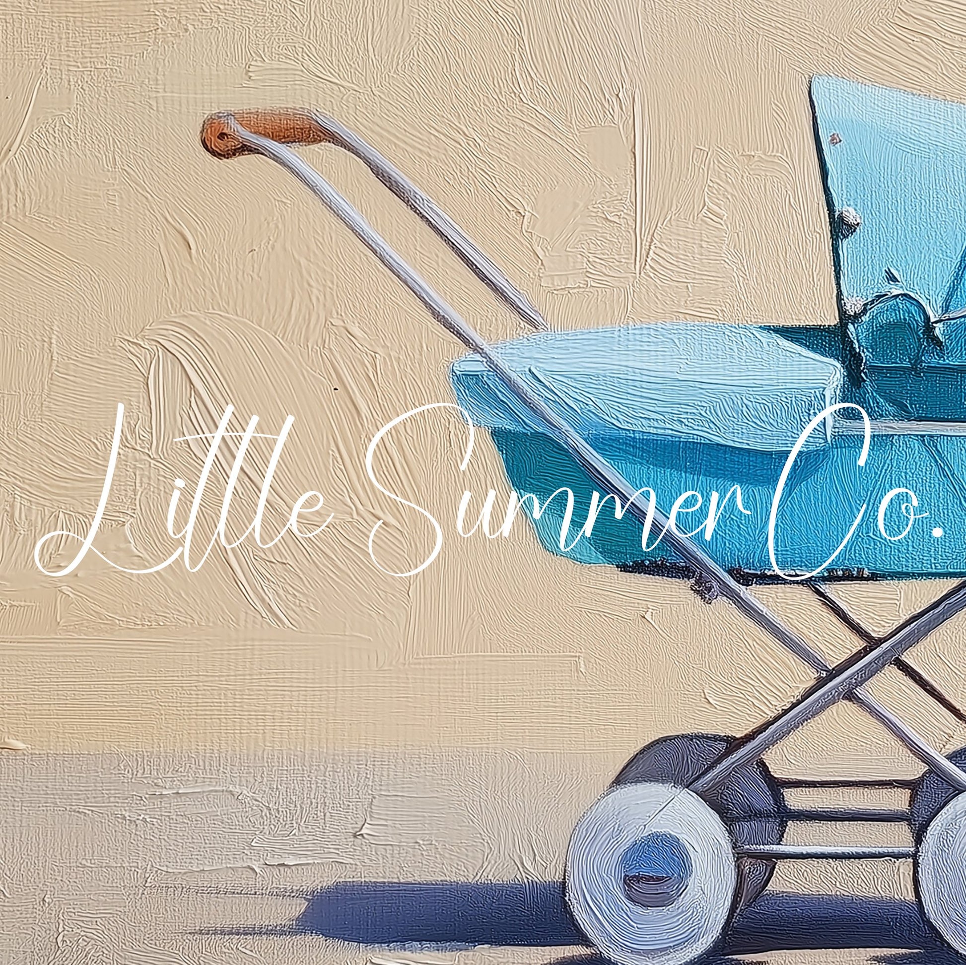 Blue Baby Pram Frame TV Art displayed on a TV