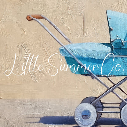 Blue Baby Pram Frame TV Art displayed on a TV
