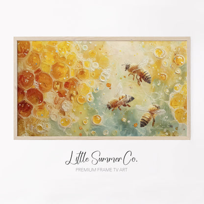 Honey Bees Frame TV Art displayed on a TV