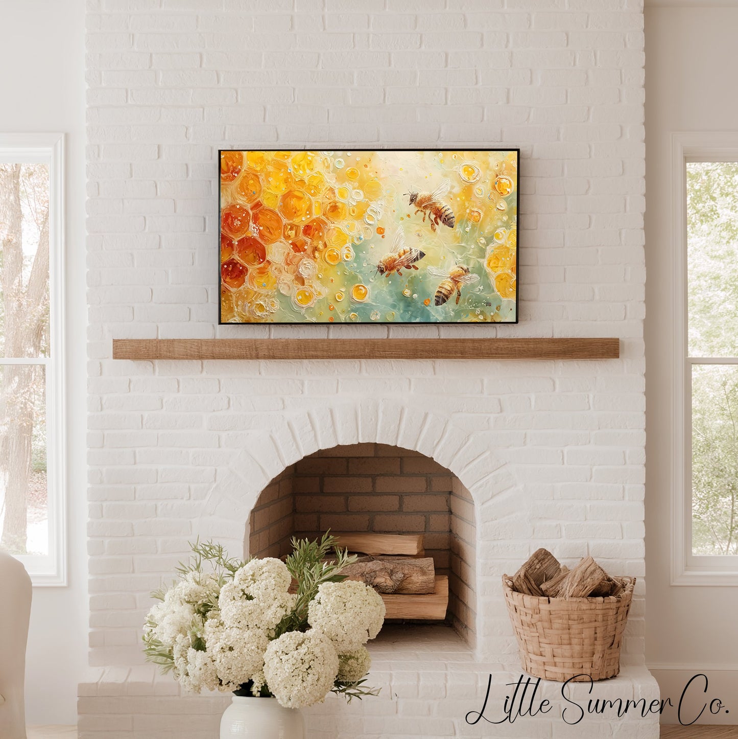 Honey Bees Frame TV Art displayed on a TV