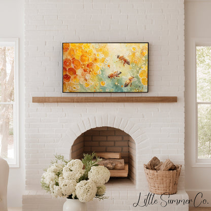 Honey Bees Frame TV Art displayed on a TV