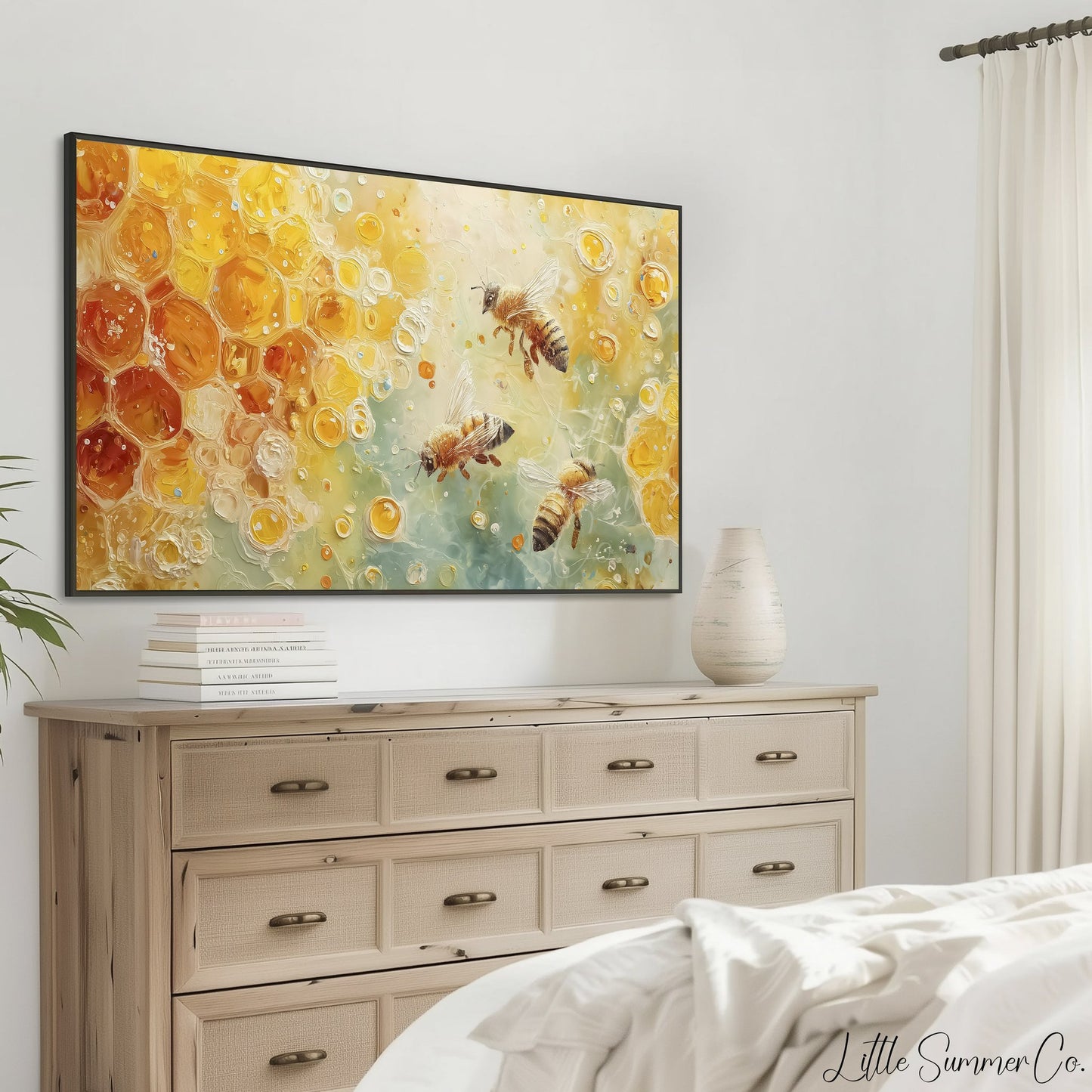 Honey Bees Frame TV Art displayed on a TV