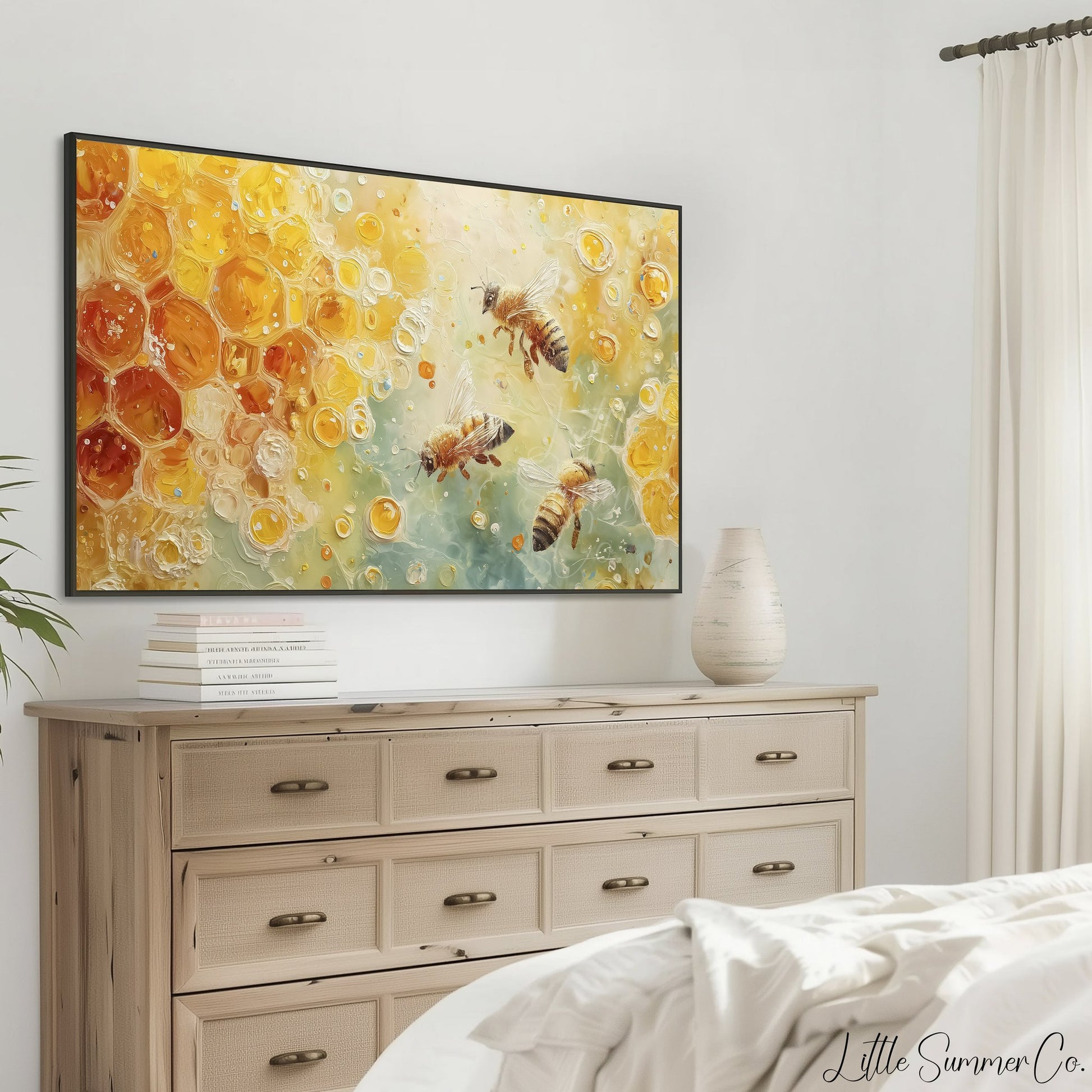 Honey Bees Frame TV Art displayed on a TV
