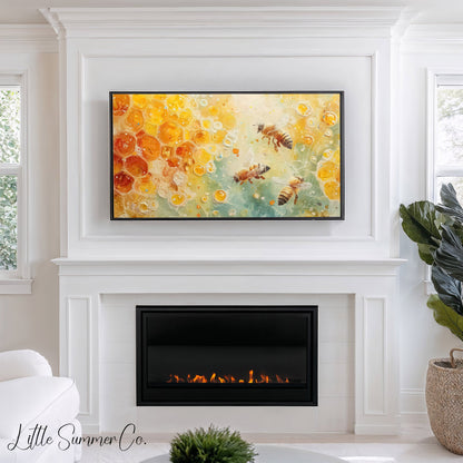 Honey Bees Frame TV Art displayed on a TV