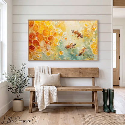 Honey Bees Frame TV Art displayed on a TV