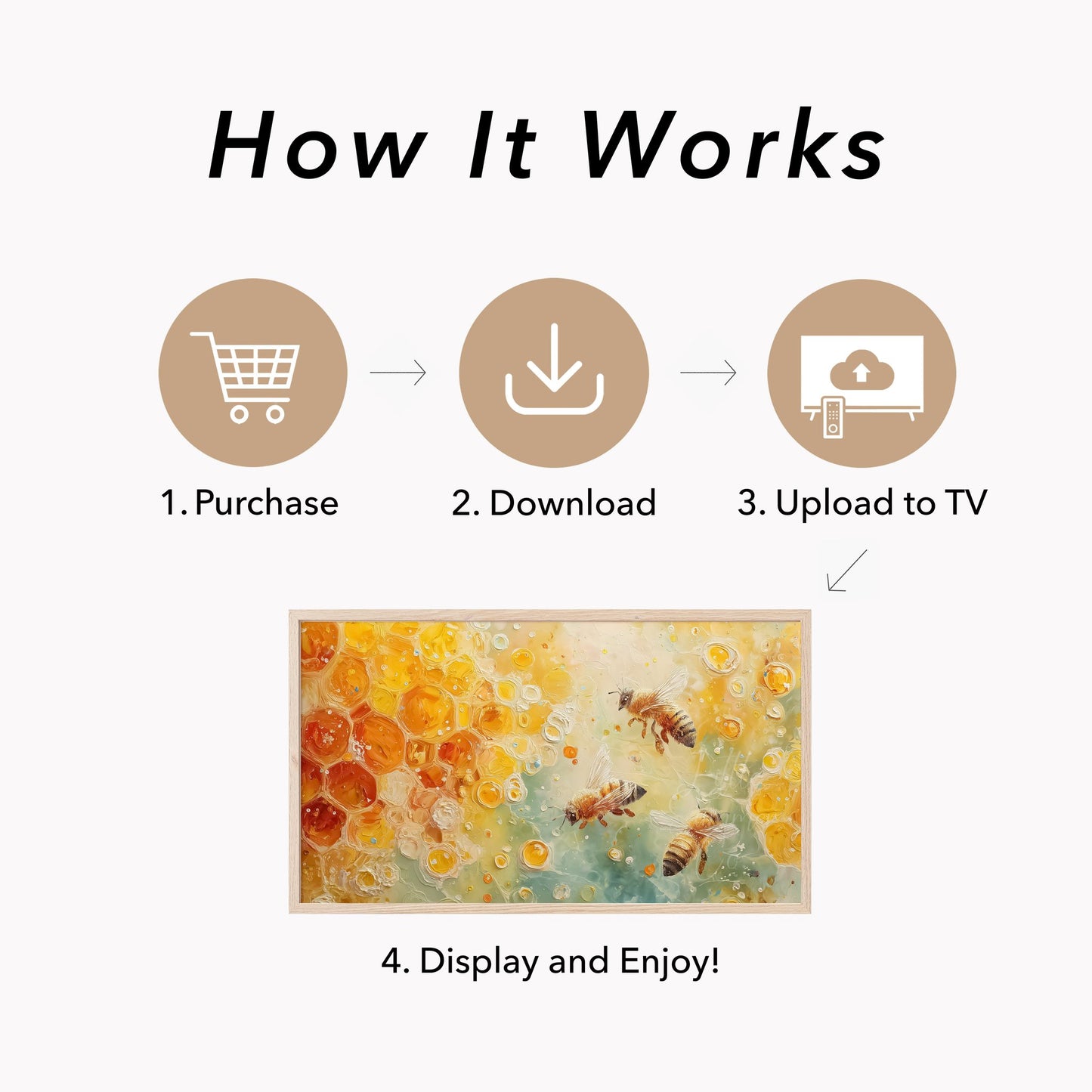 Honey Bees Frame TV Art displayed on a TV