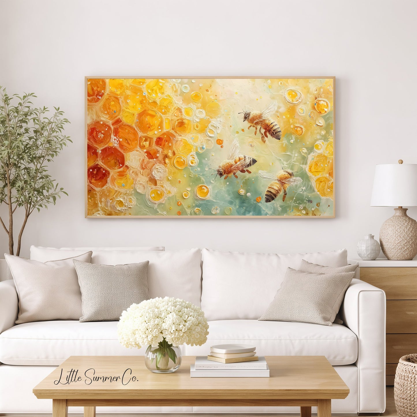 Honey Bees Frame TV Art displayed on a TV