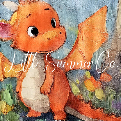 Cute Orange Dragon Frame TV Art displayed on a TV