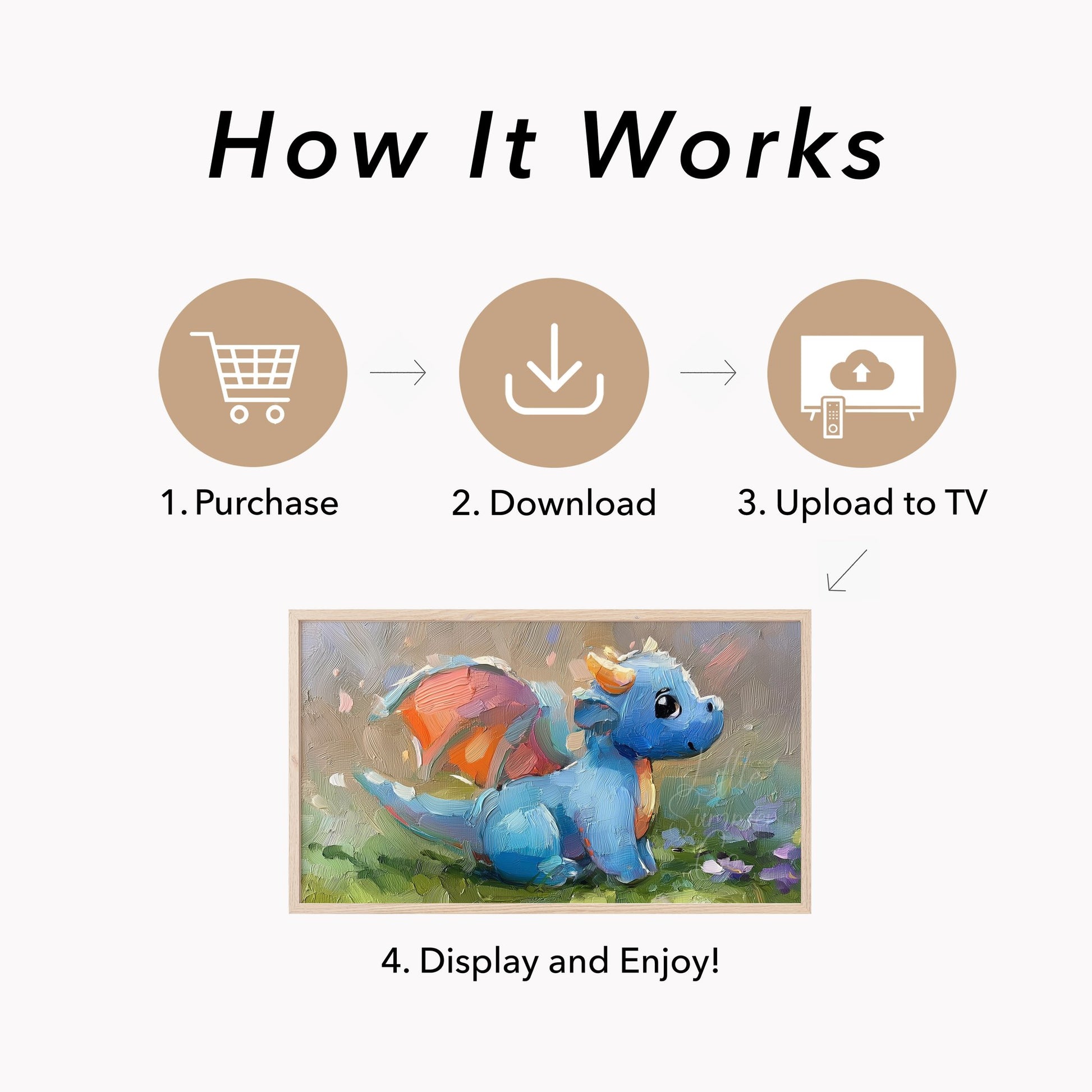 Baby Blue Dragon Frame TV Art displayed on a TV