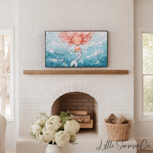 Sleeping Mermaid Frame TV Art displayed on a TV