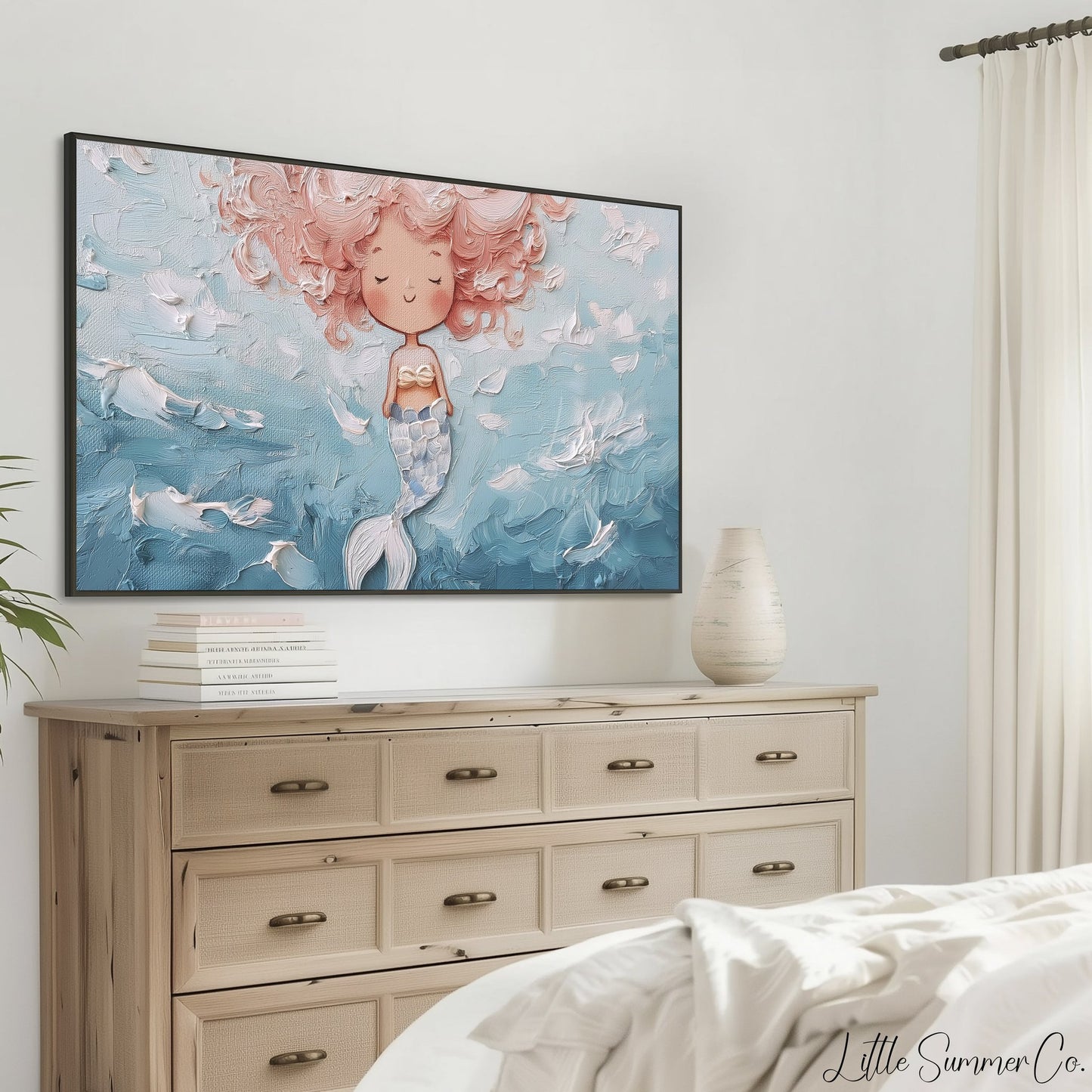 Sleeping Mermaid Frame TV Art displayed on a TV