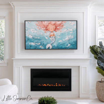 Sleeping Mermaid Frame TV Art displayed on a TV