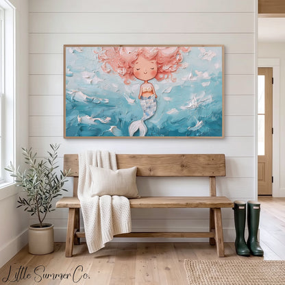 Sleeping Mermaid Frame TV Art displayed on a TV