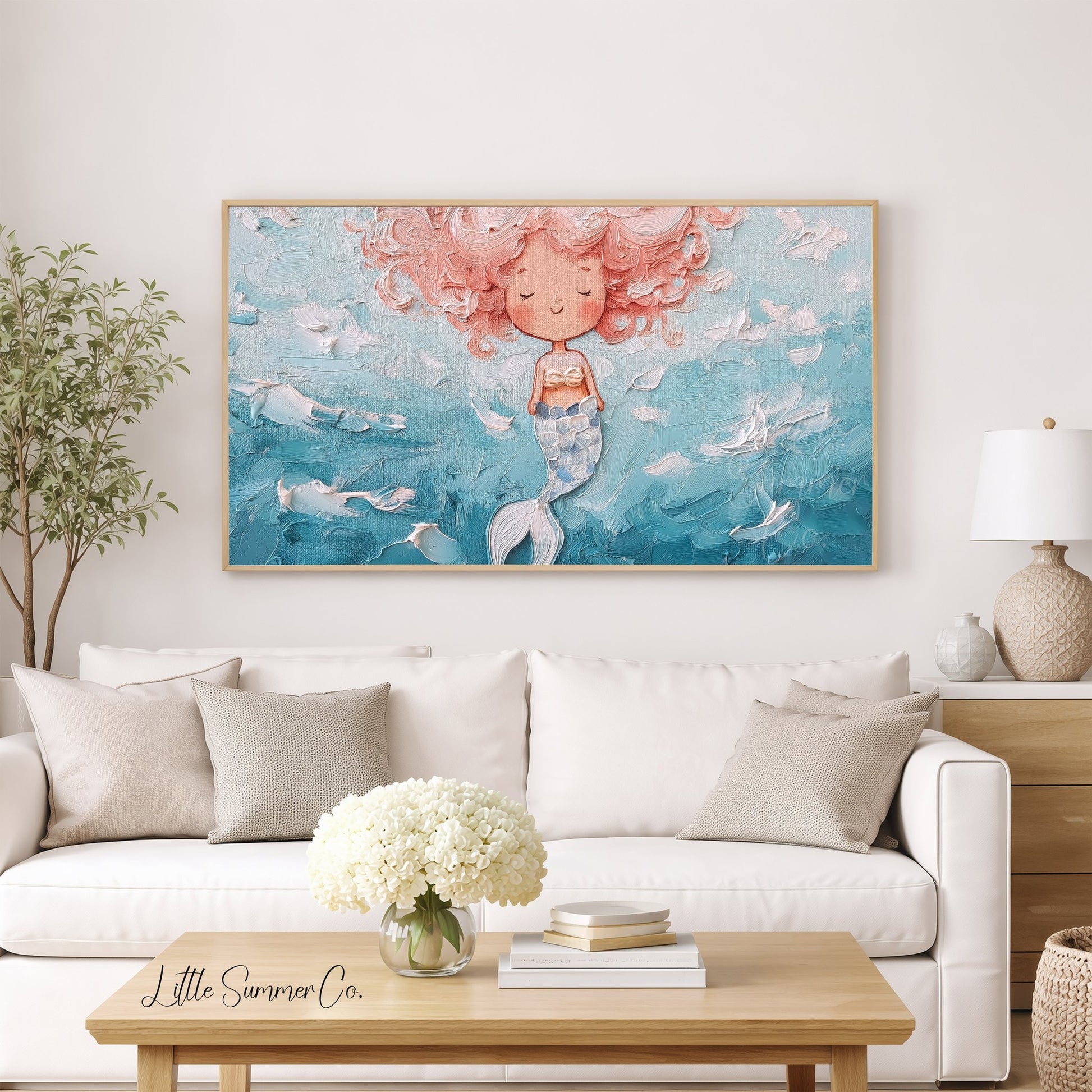 Sleeping Mermaid Frame TV Art displayed on a TV