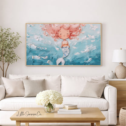 Sleeping Mermaid Frame TV Art displayed on a TV