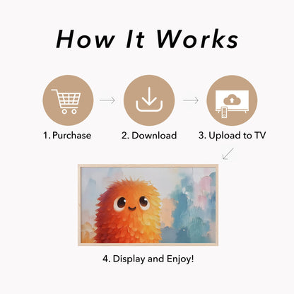 Fluffy Monster Frame TV Art displayed on a TV