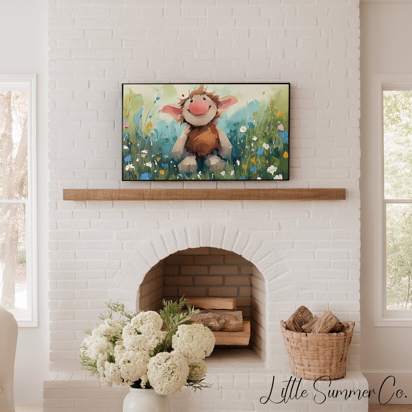 Happy Little Troll Frame TV Art displayed on a TV