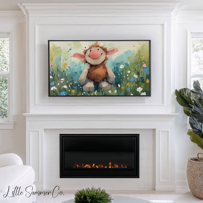Happy Little Troll Frame TV Art displayed on a TV