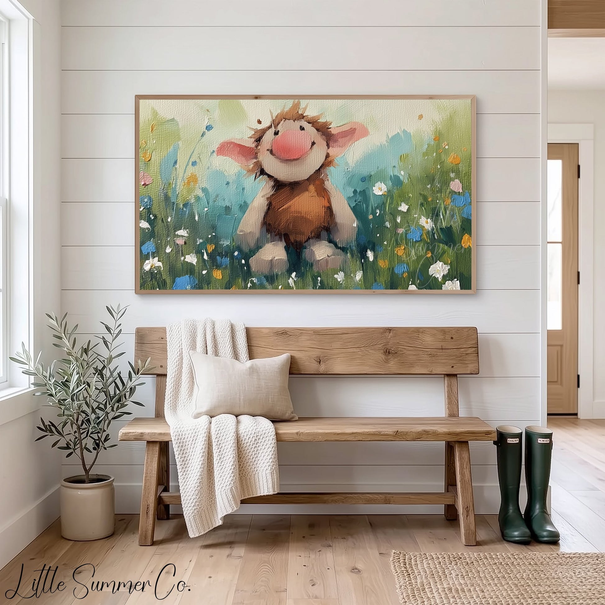 Happy Little Troll Frame TV Art displayed on a TV
